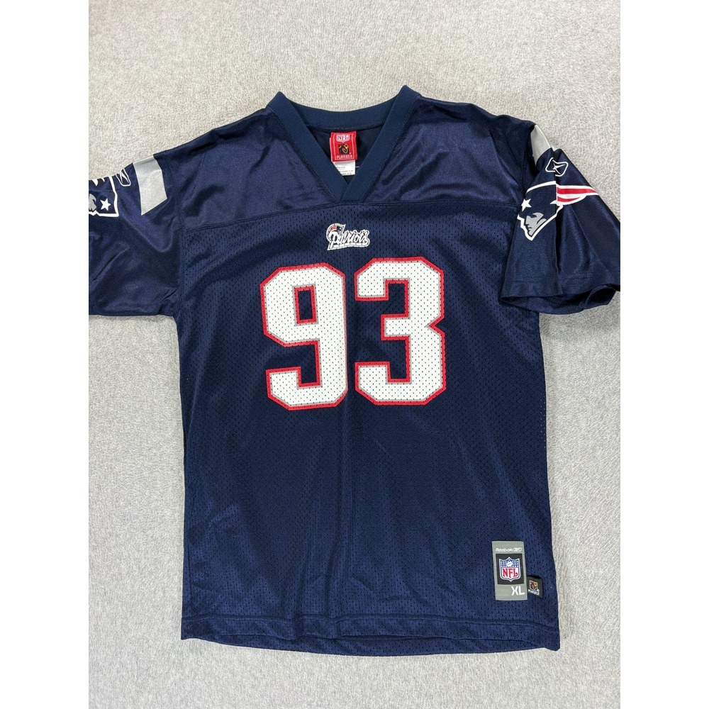 New England Patriots NFL Screened Logo Football Jersey (#93 Seymour) Boy's Large